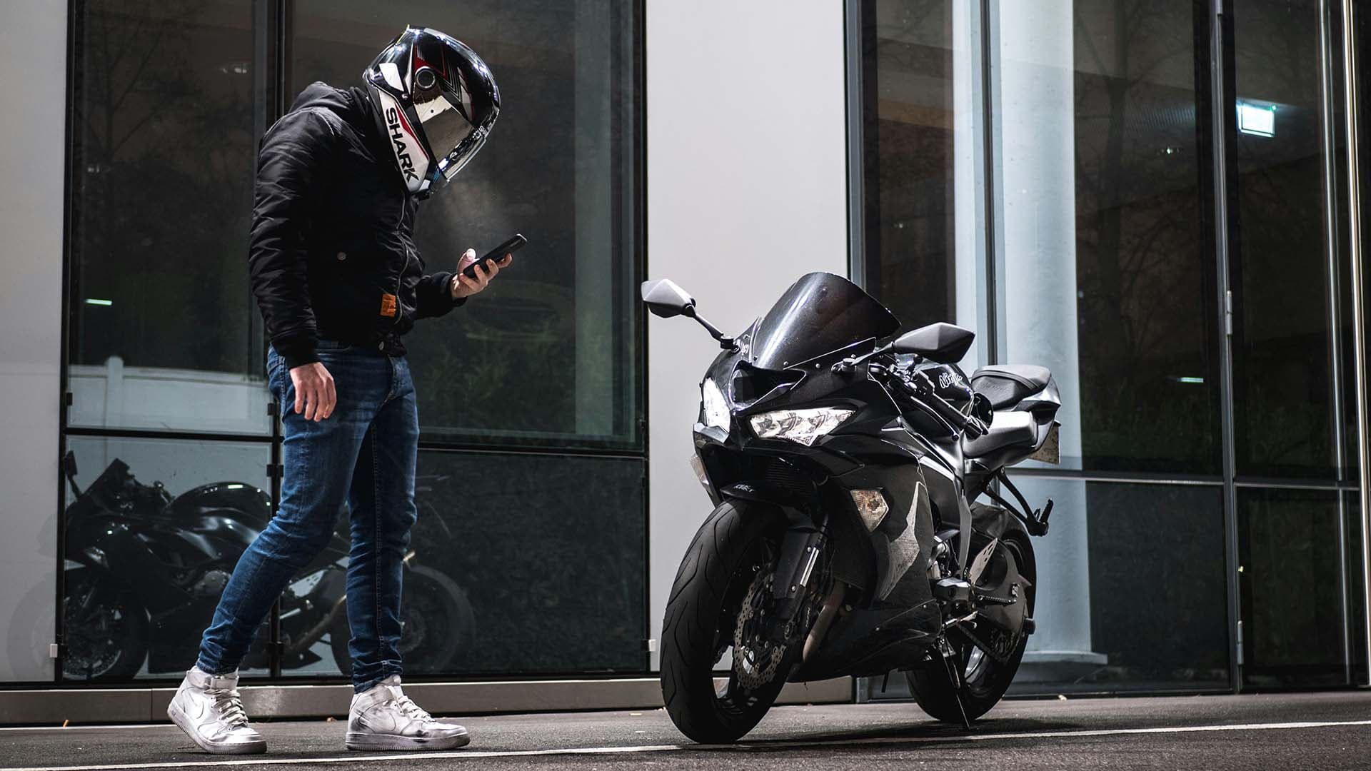 Motorcycle rider on an open road
